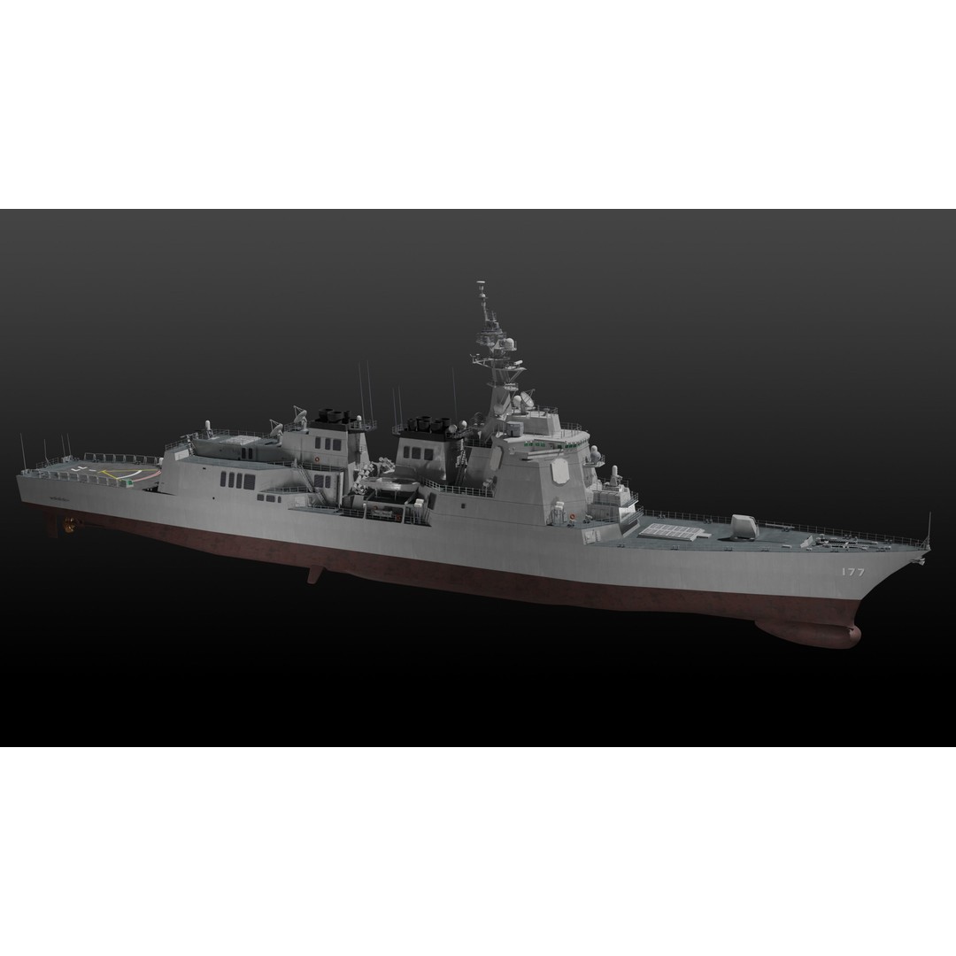 JMSDF Atago Class Missile Destroyer 3D Model – PBR Game Asset, Blender, FBX, OBJ - View 9