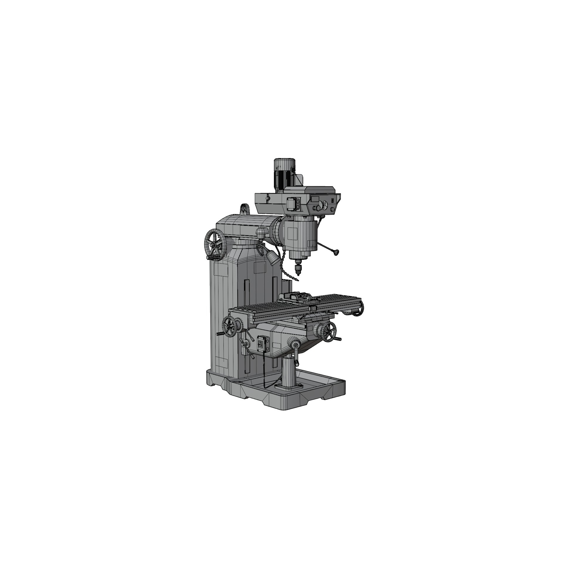 Vertical Milling Machine - Game-Ready 3D Model
