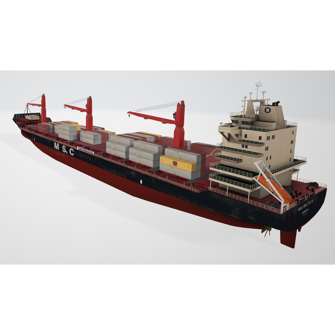 MSC BALTIC III Container Ship 3D Model – Low Poly, FBX, PBR Textures