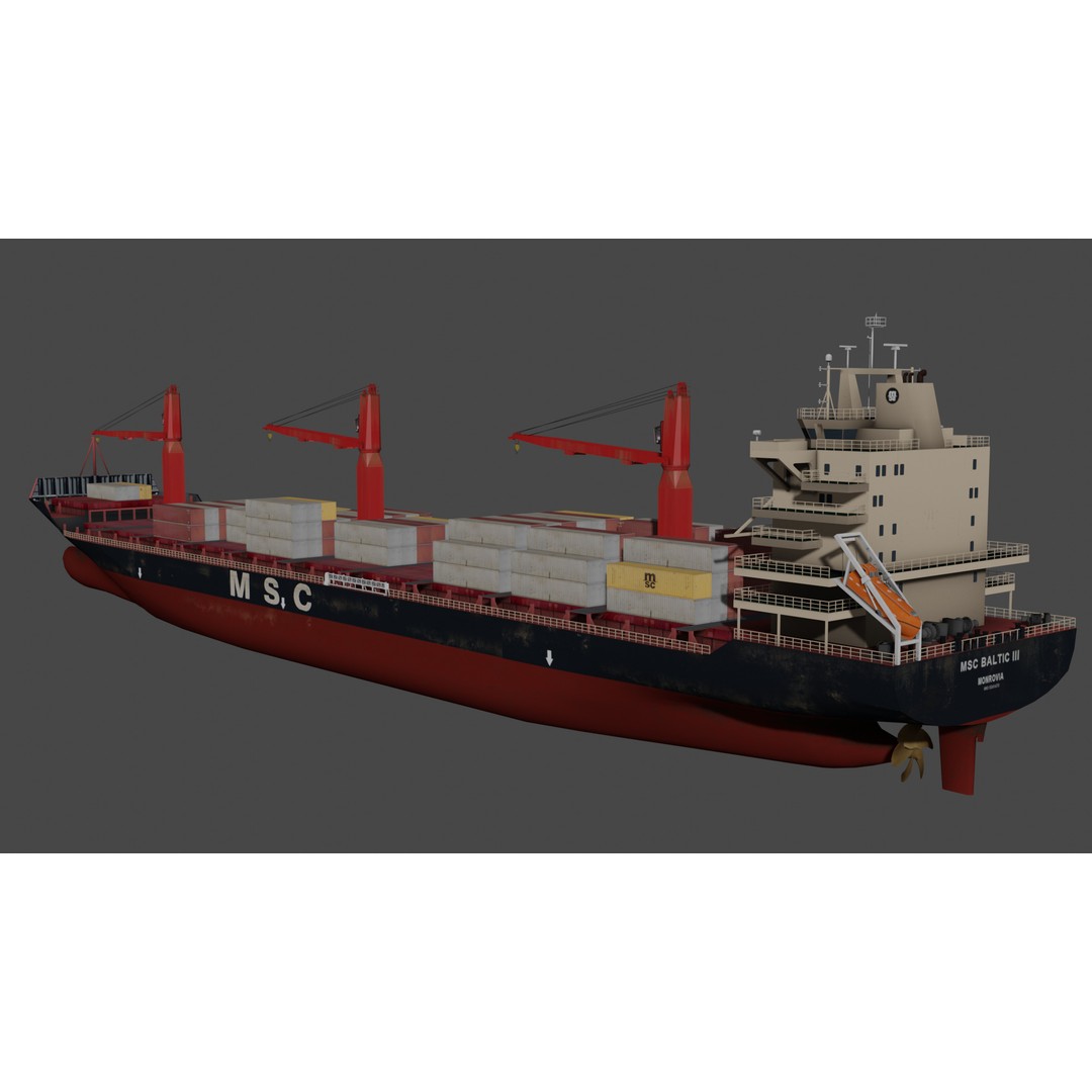 MSC BALTIC III Container Ship 3D Model – Low Poly, FBX, PBR Textures - View 3