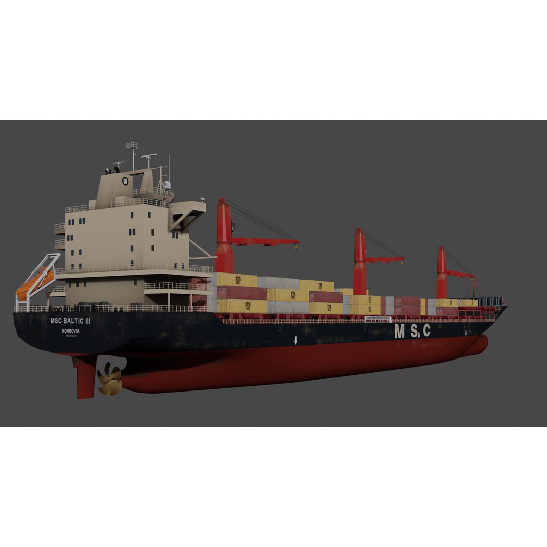 MSC BALTIC III Container Ship 3D Model – Low Poly, FBX, PBR Textures - View 4