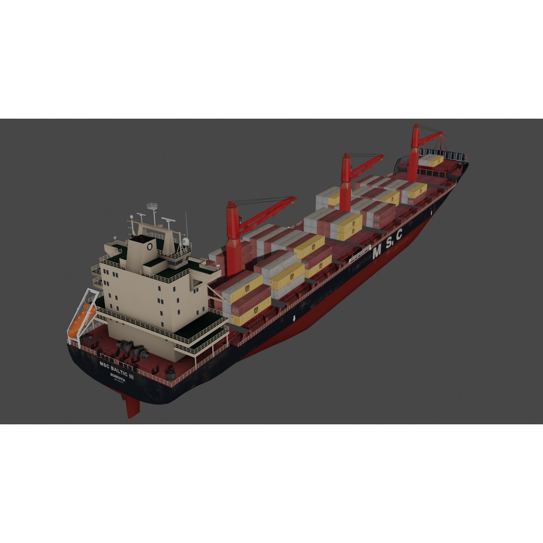 MSC BALTIC III Container Ship 3D Model – Low Poly, FBX, PBR Textures - View 6