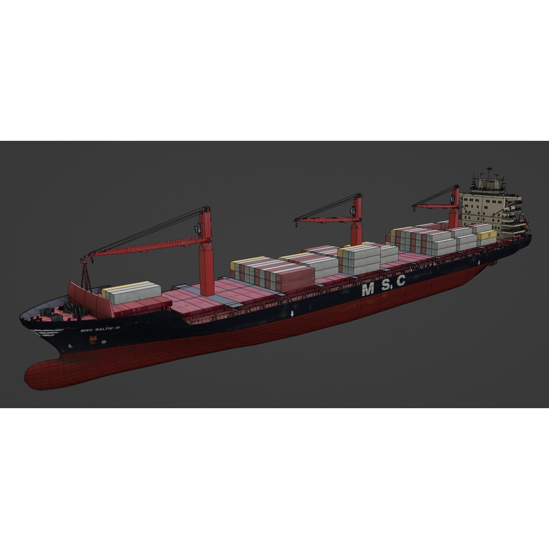 MSC BALTIC III Container Ship 3D Model – Low Poly, FBX, PBR Textures - View 7