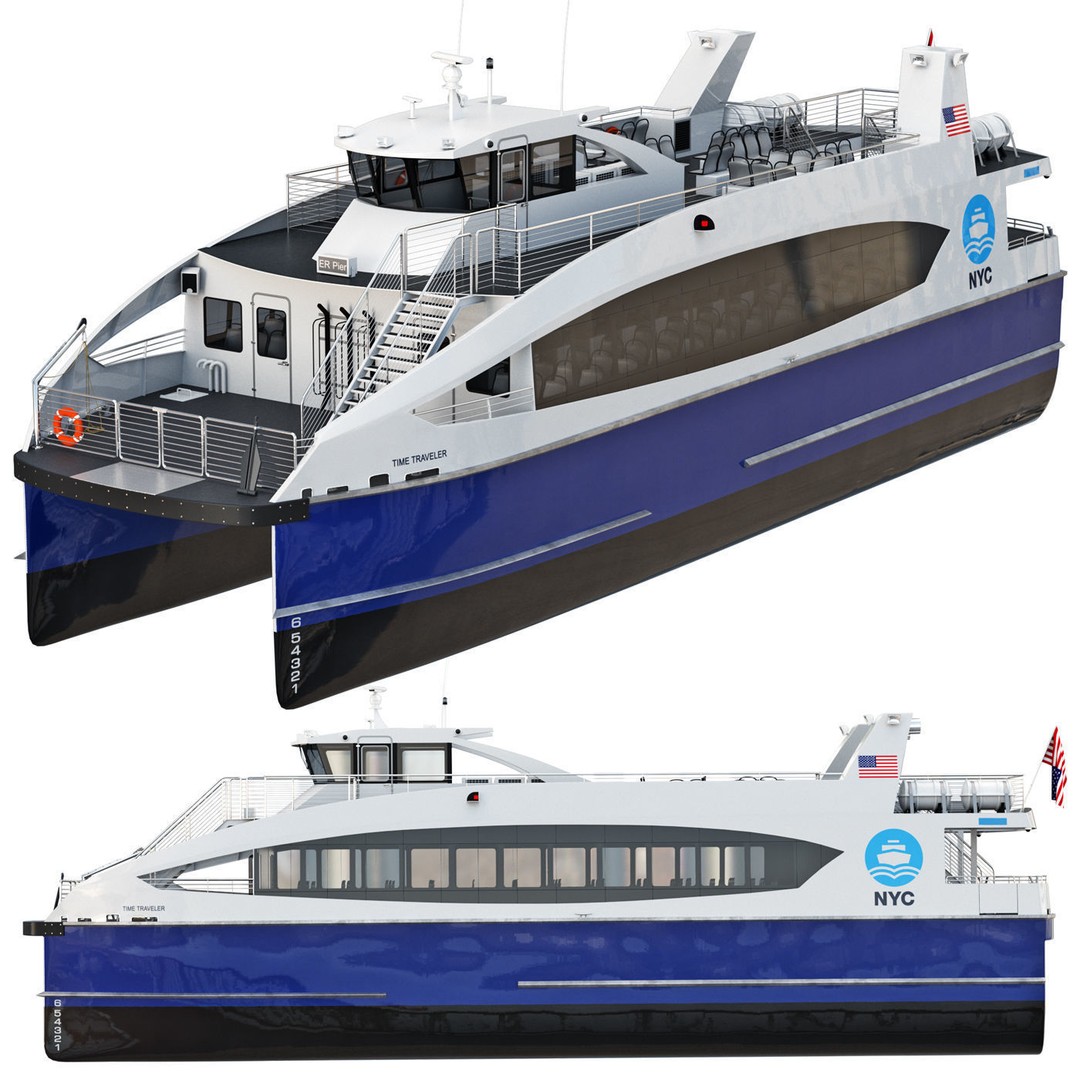New York City Ferry 3D Model – High Poly Watercraft, FBX, PBR - View 3