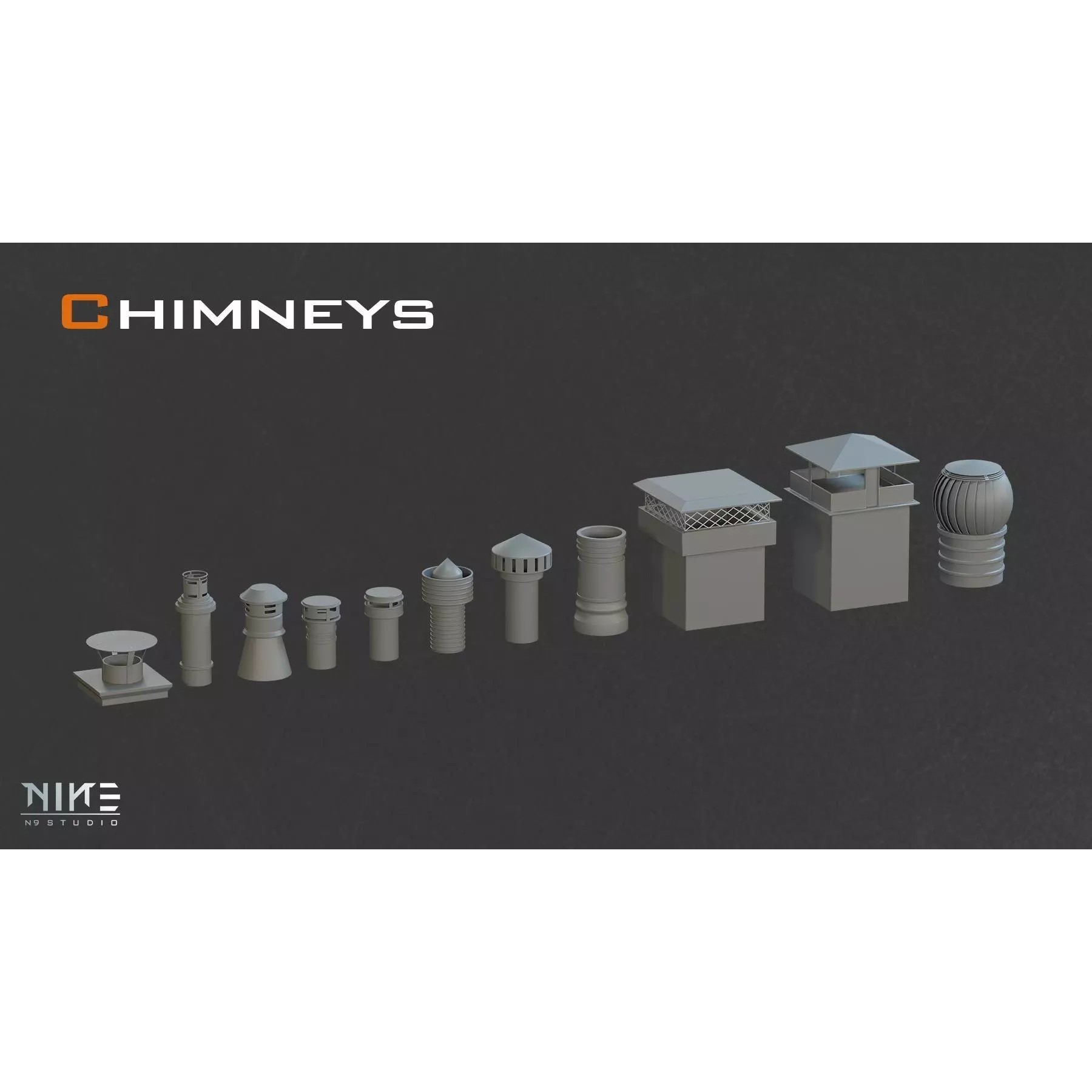 Rooftops Props - Game-Ready 3D Model - View 15