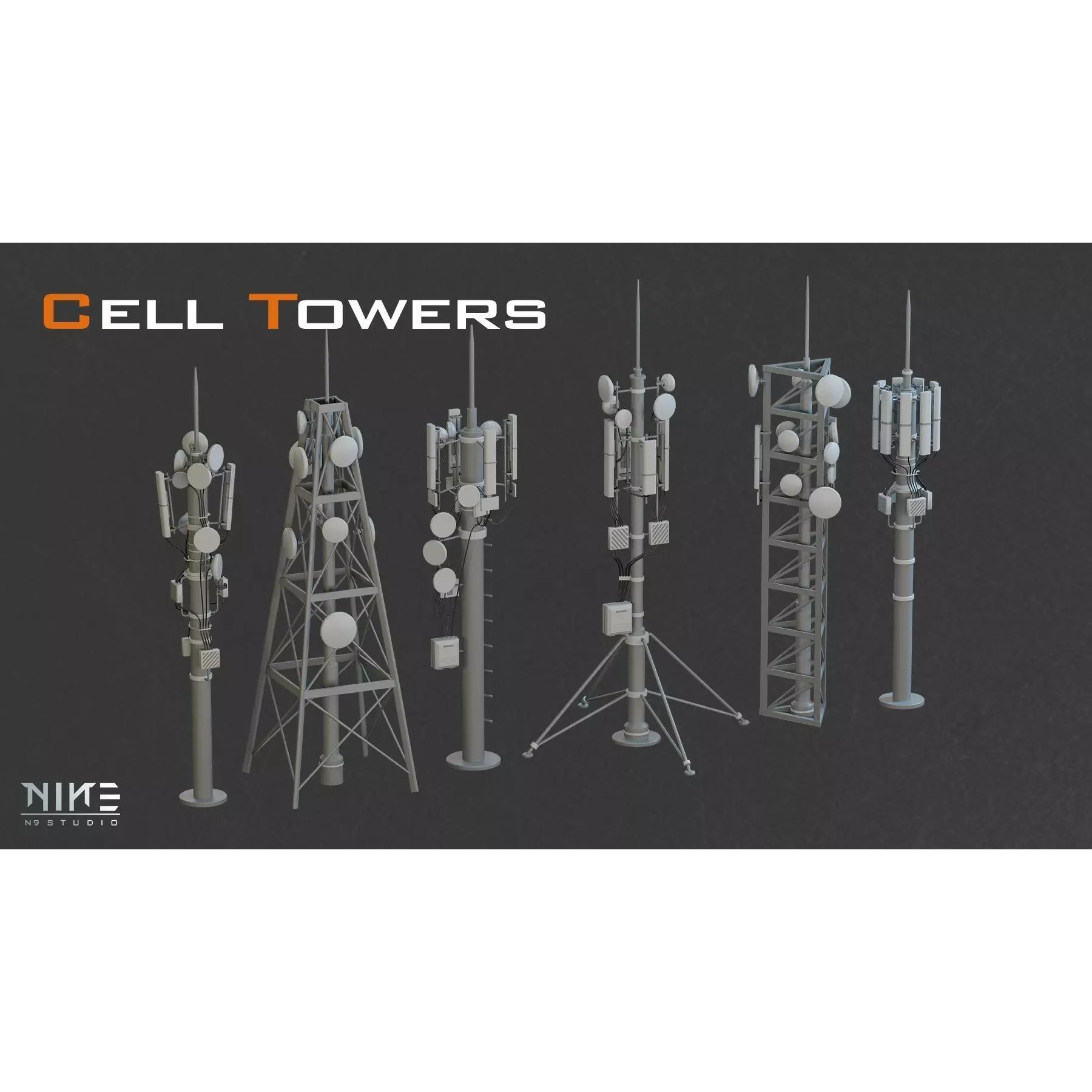 Rooftops Props - Game-Ready 3D Model - View 3