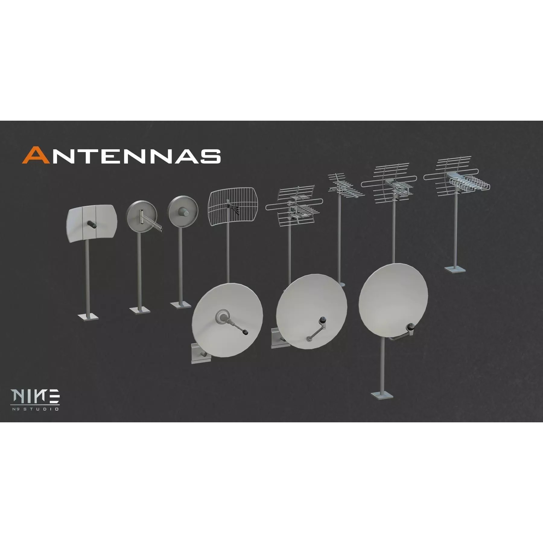 Rooftops Props - Game-Ready 3D Model - View 4