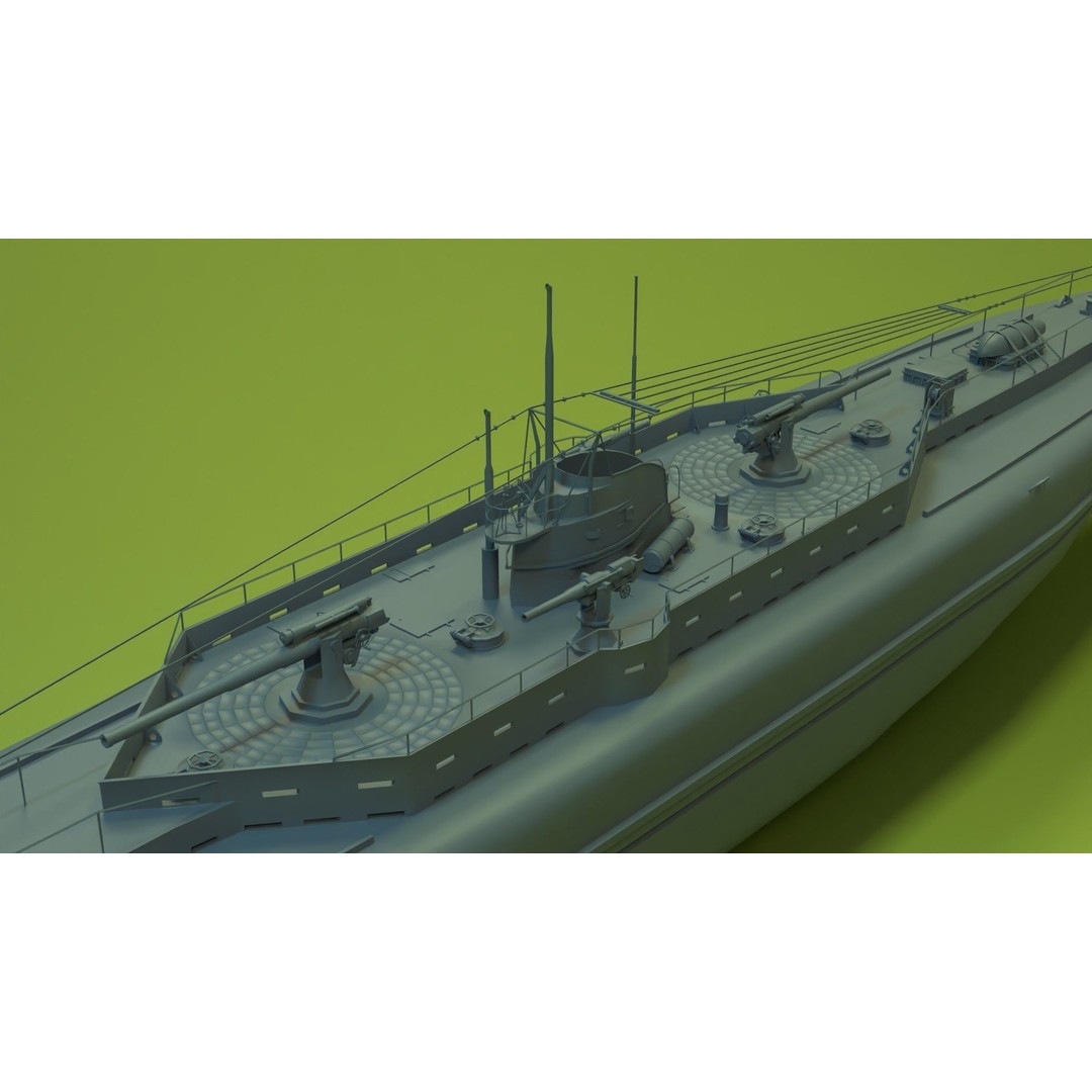 SMS U-151 3D Model – Historical Submarine, Game-Ready Formats - View 17