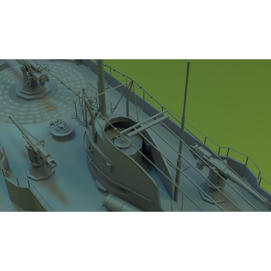 SMS U-151 3D Model – Historical Submarine, Game-Ready Formats - View 20