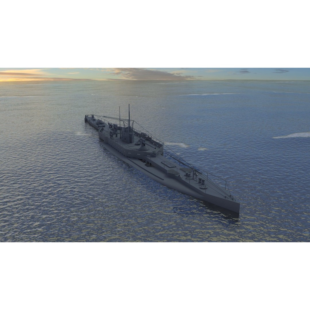 SMS U-151 3D Model – Historical Submarine, Game-Ready Formats - View 24