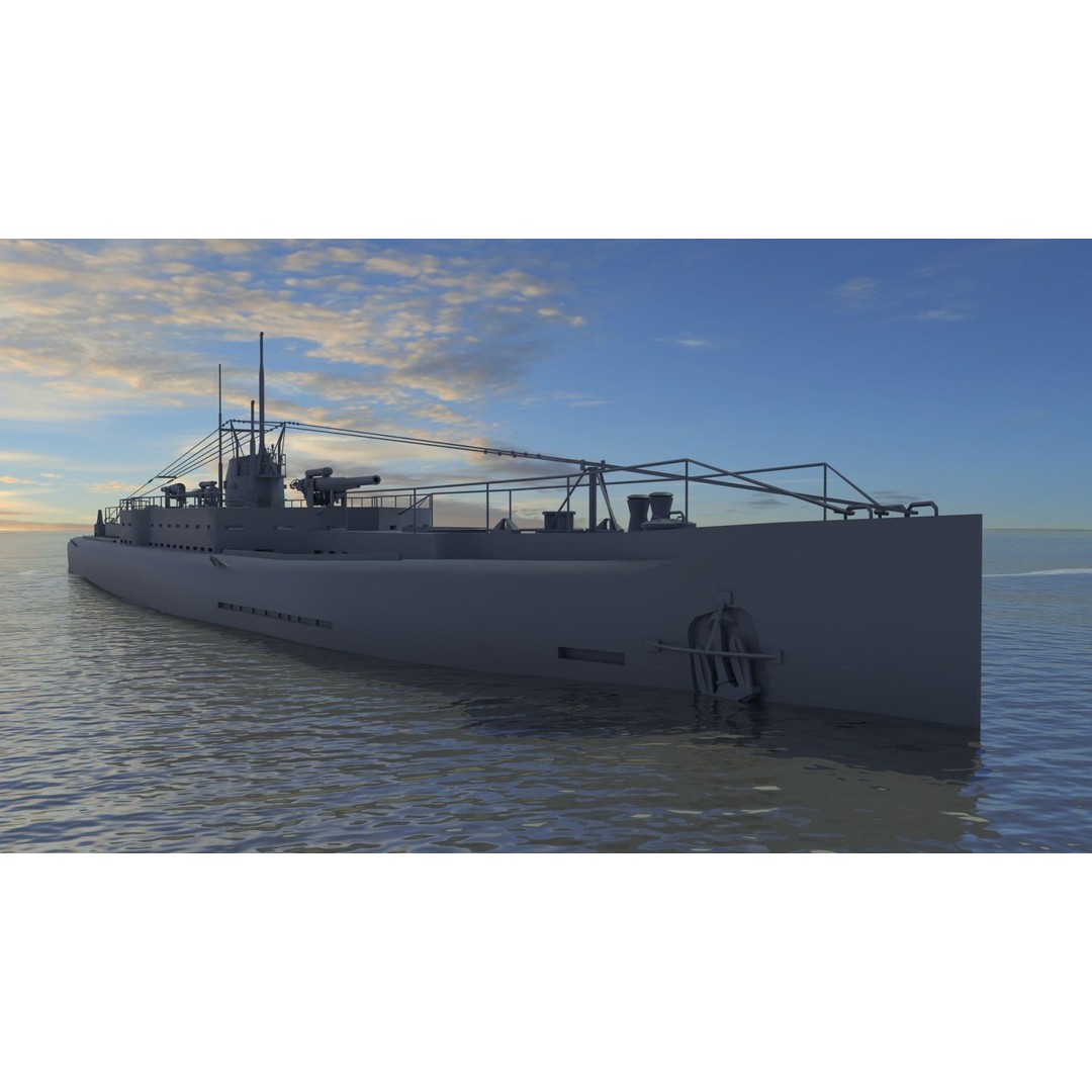SMS U-151 3D Model – Historical Submarine, Game-Ready Formats - View 3