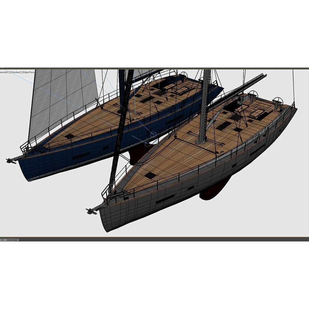 24 Meter Modern Sailing Yacht 3D Model – PBR Textured, FBX, Game-Ready