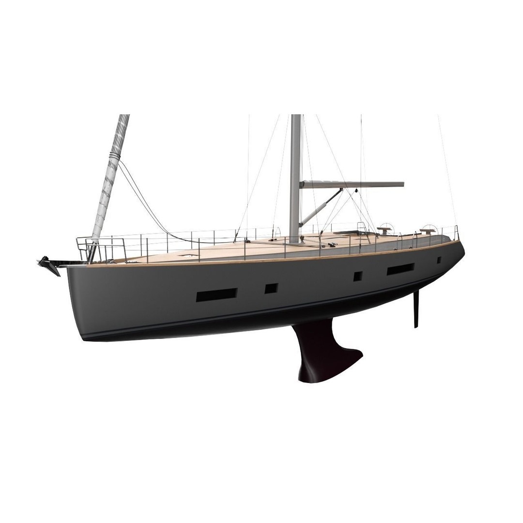 24 Meter Modern Sailing Yacht 3D Model – PBR Textured, FBX, Game-Ready - View 10