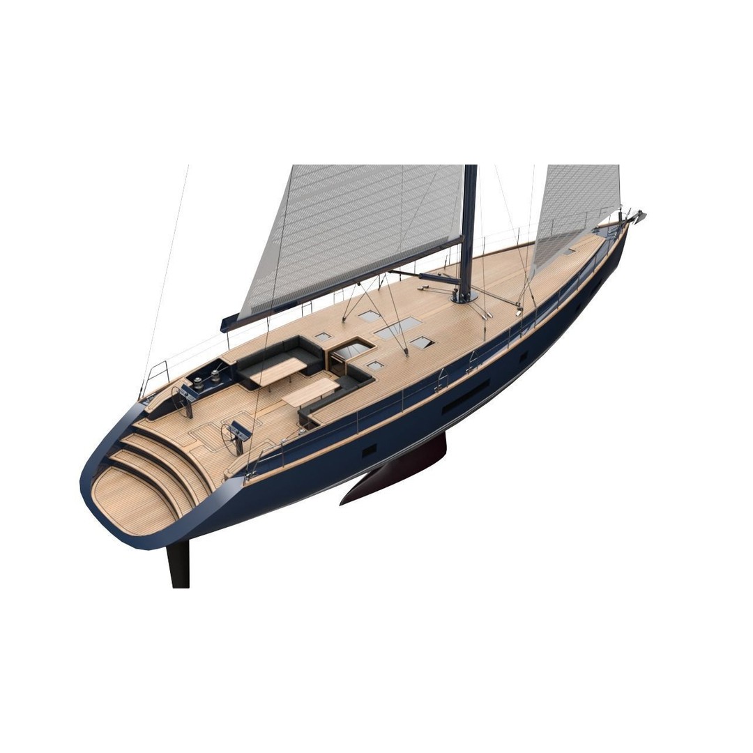 24 Meter Modern Sailing Yacht 3D Model – PBR Textured, FBX, Game-Ready - View 11