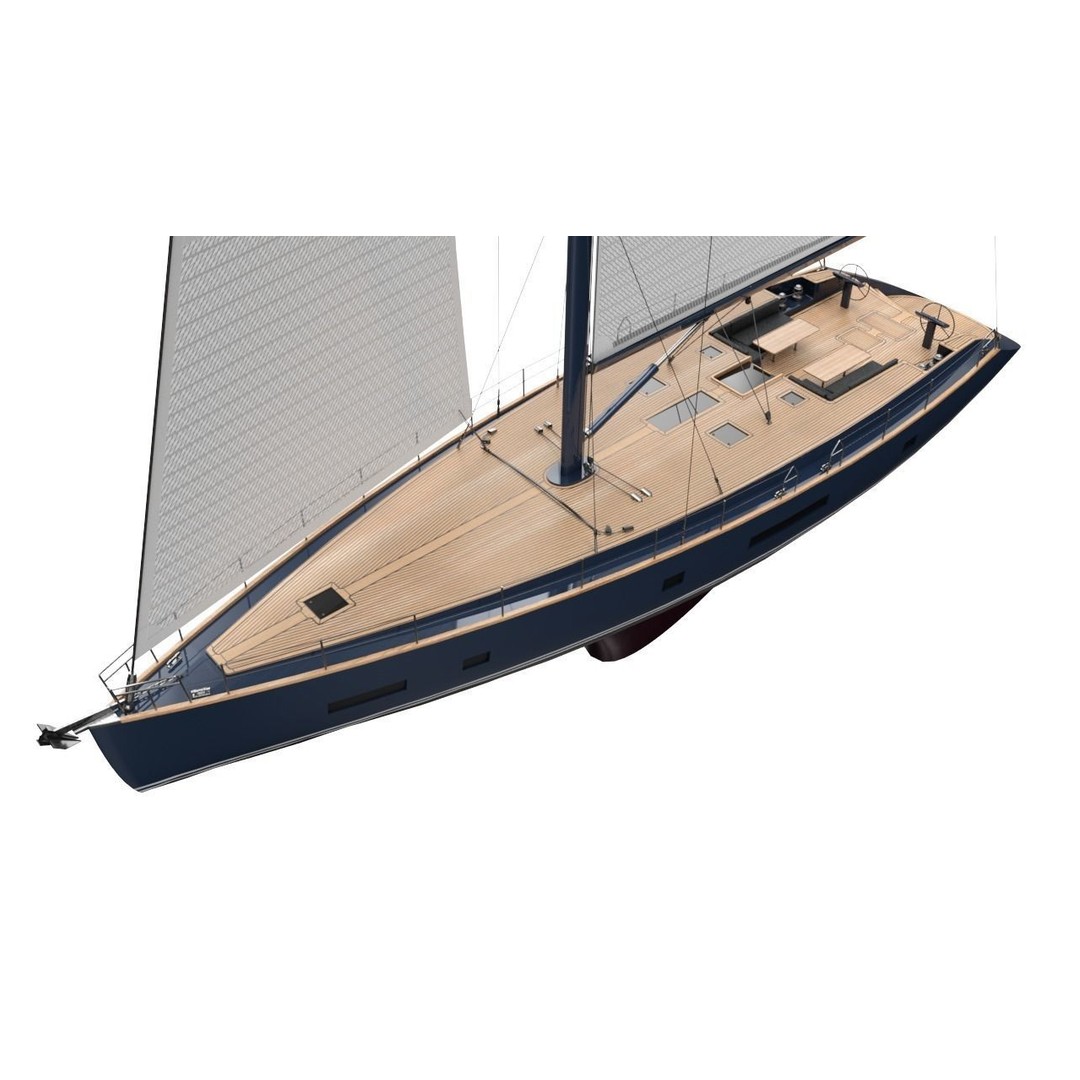 24 Meter Modern Sailing Yacht 3D Model – PBR Textured, FBX, Game-Ready - View 12