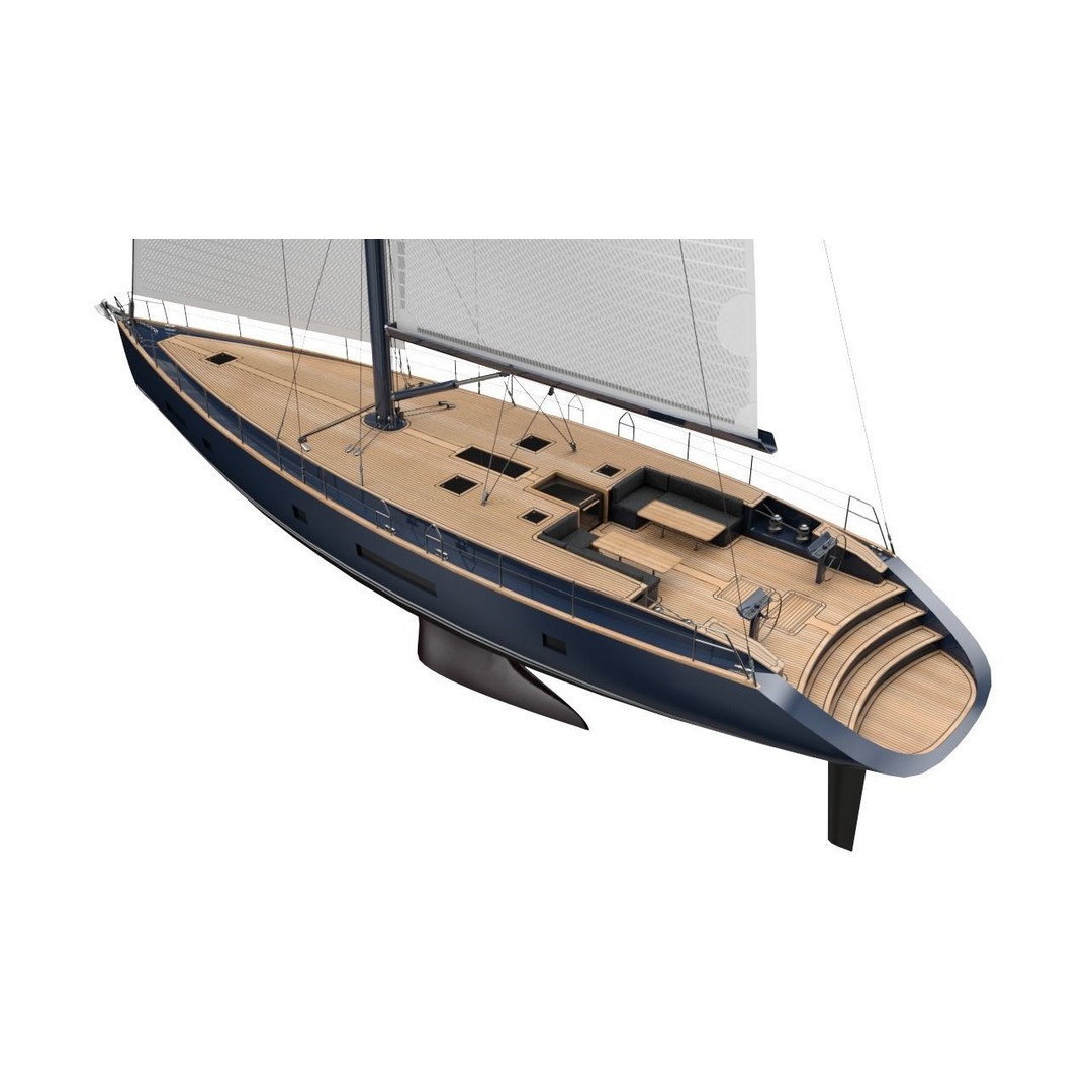 24 Meter Modern Sailing Yacht 3D Model – PBR Textured, FBX, Game-Ready - View 13