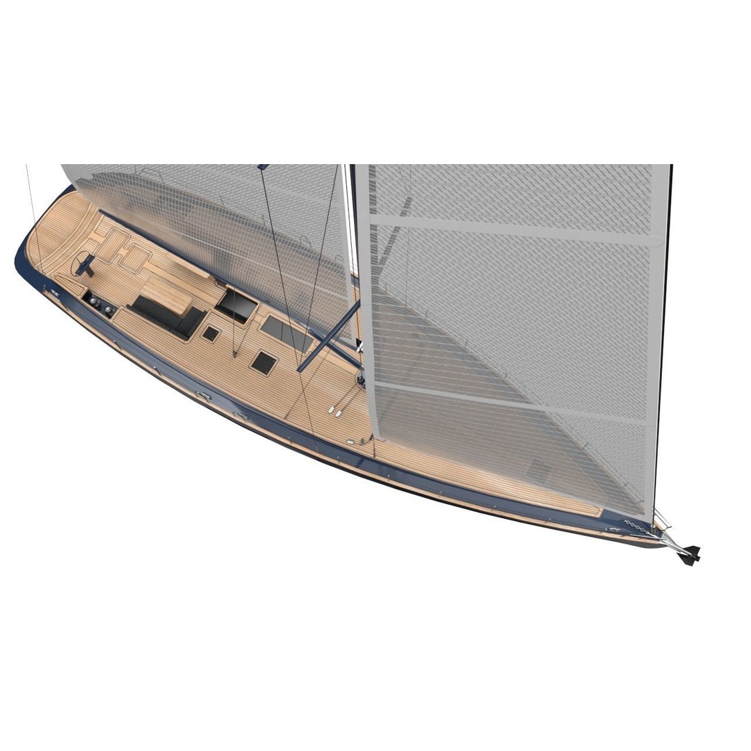 24 Meter Modern Sailing Yacht 3D Model – PBR Textured, FBX, Game-Ready - View 14