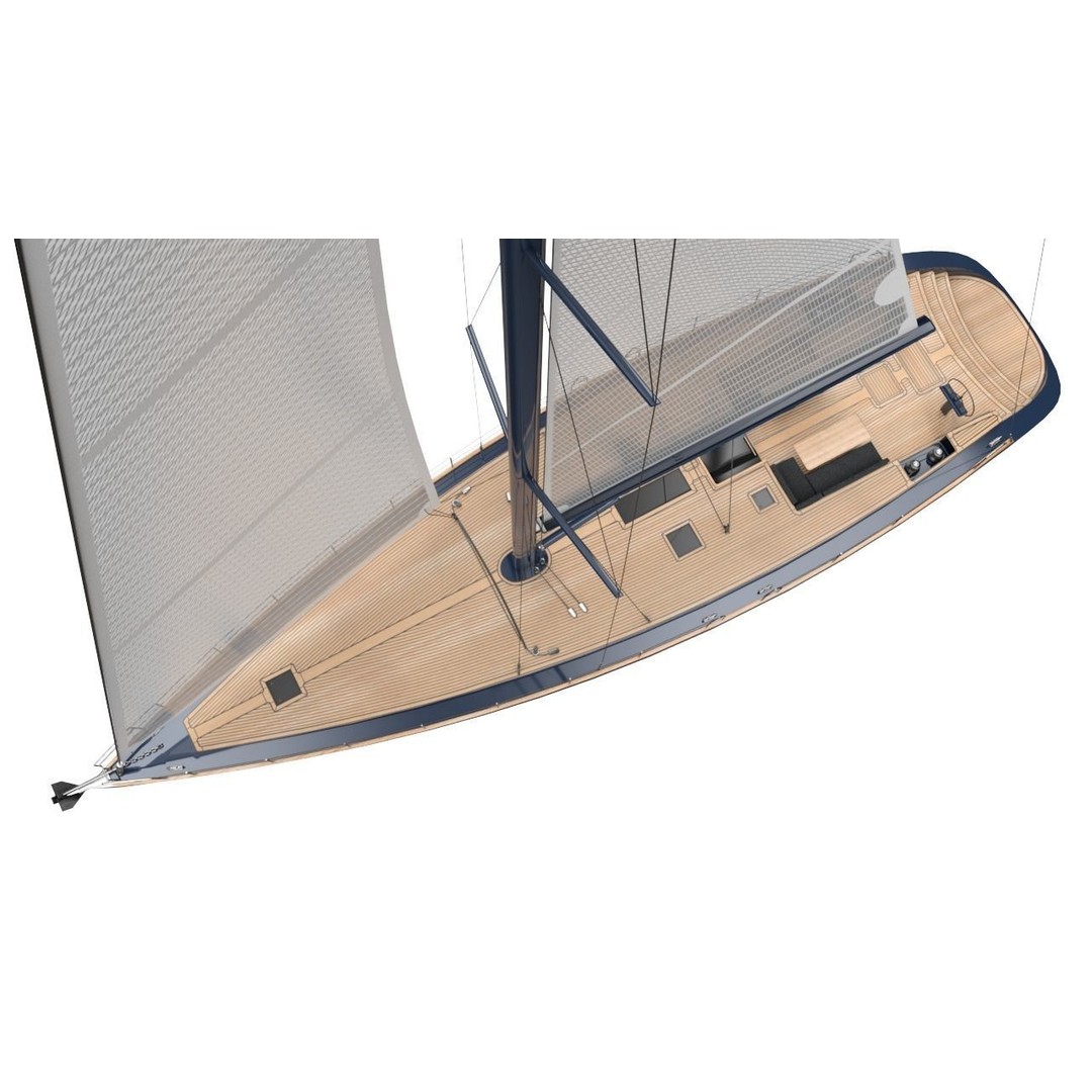 24 Meter Modern Sailing Yacht 3D Model – PBR Textured, FBX, Game-Ready - View 15