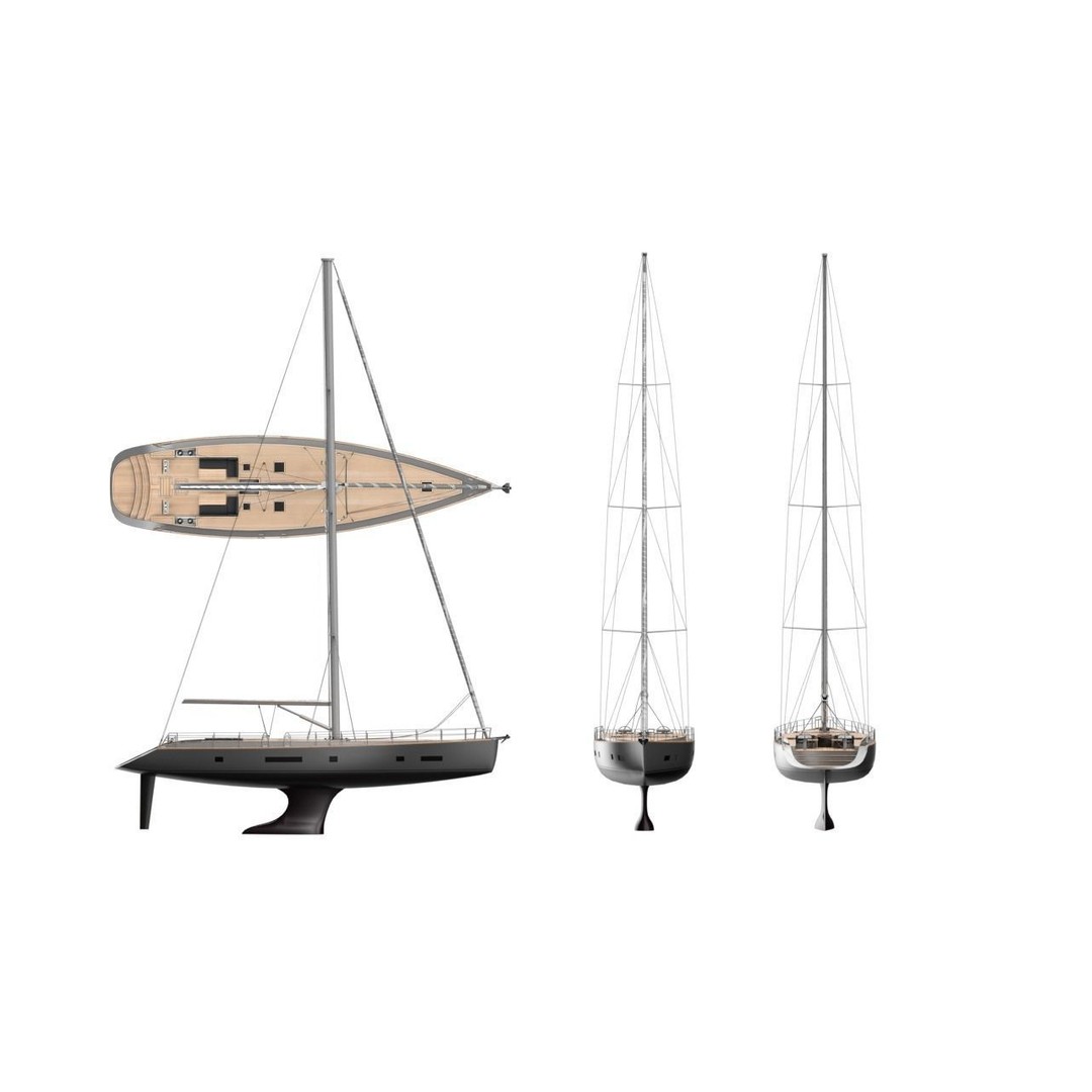 24 Meter Modern Sailing Yacht 3D Model – PBR Textured, FBX, Game-Ready - View 16