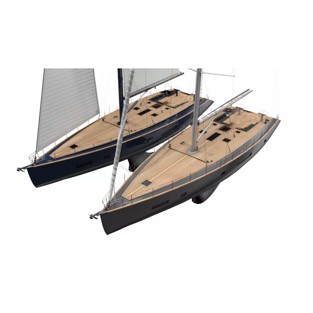 24 Meter Modern Sailing Yacht 3D Model – PBR Textured, FBX, Game-Ready - View 2
