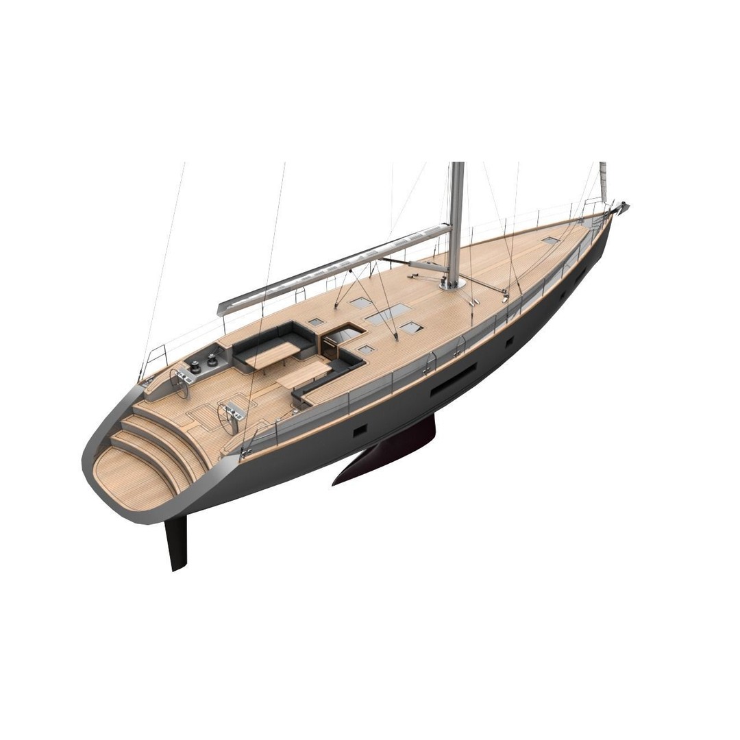 24 Meter Modern Sailing Yacht 3D Model – PBR Textured, FBX, Game-Ready - View 5