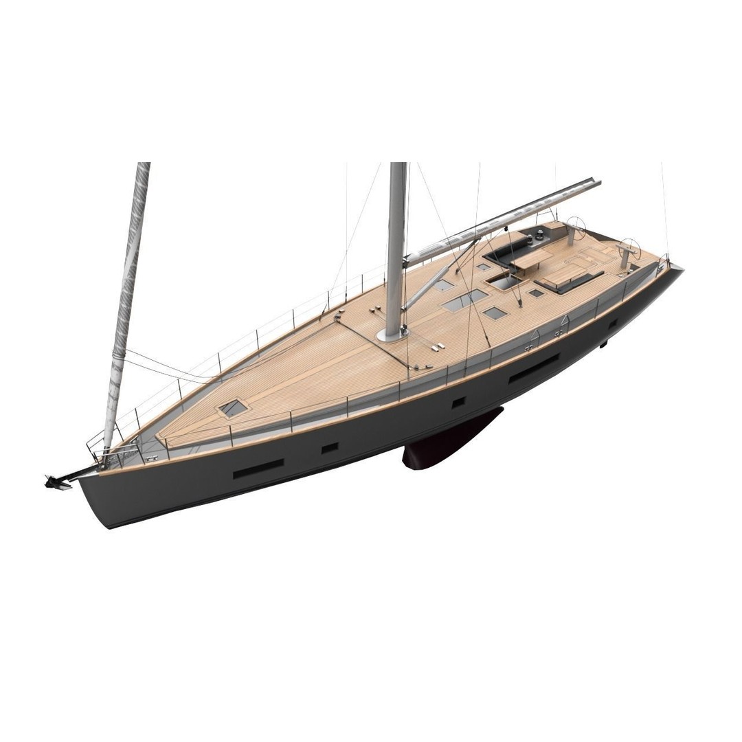 24 Meter Modern Sailing Yacht 3D Model – PBR Textured, FBX, Game-Ready - View 6