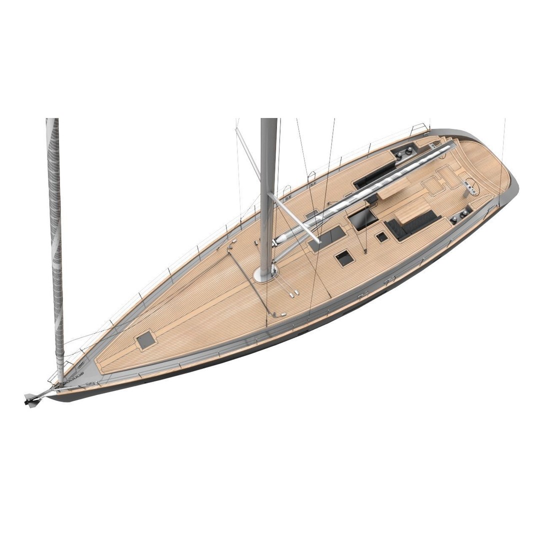24 Meter Modern Sailing Yacht 3D Model – PBR Textured, FBX, Game-Ready - View 8