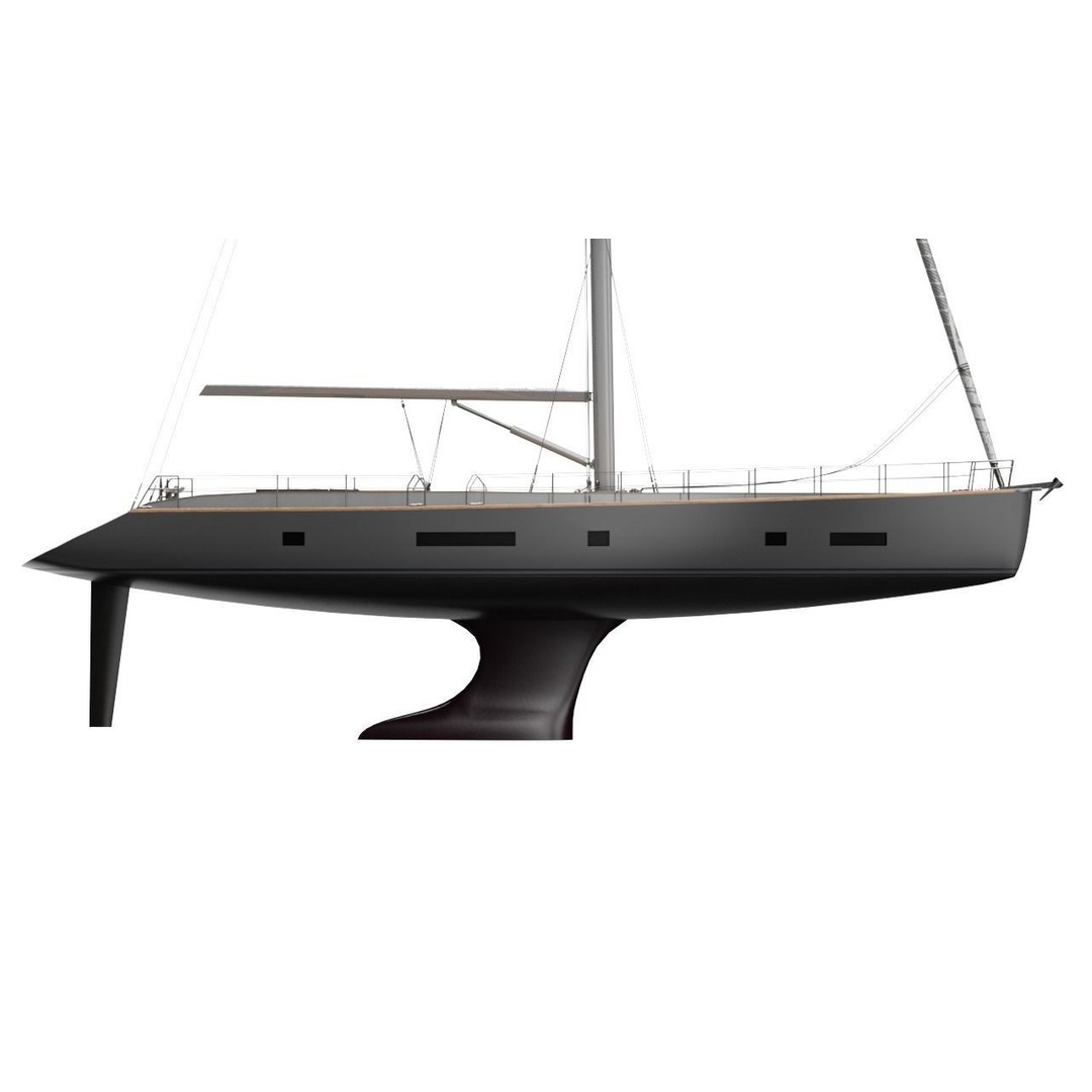 24 Meter Modern Sailing Yacht 3D Model – PBR Textured, FBX, Game-Ready - View 9