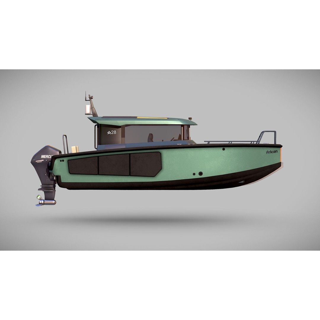 Arksen 28 Boat 3D Model – Low Poly Game Ready Vessel, FBX - View 4