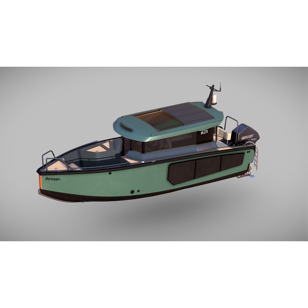 Arksen 28 Boat 3D Model – Low Poly Game Ready Vessel, FBX - View 6