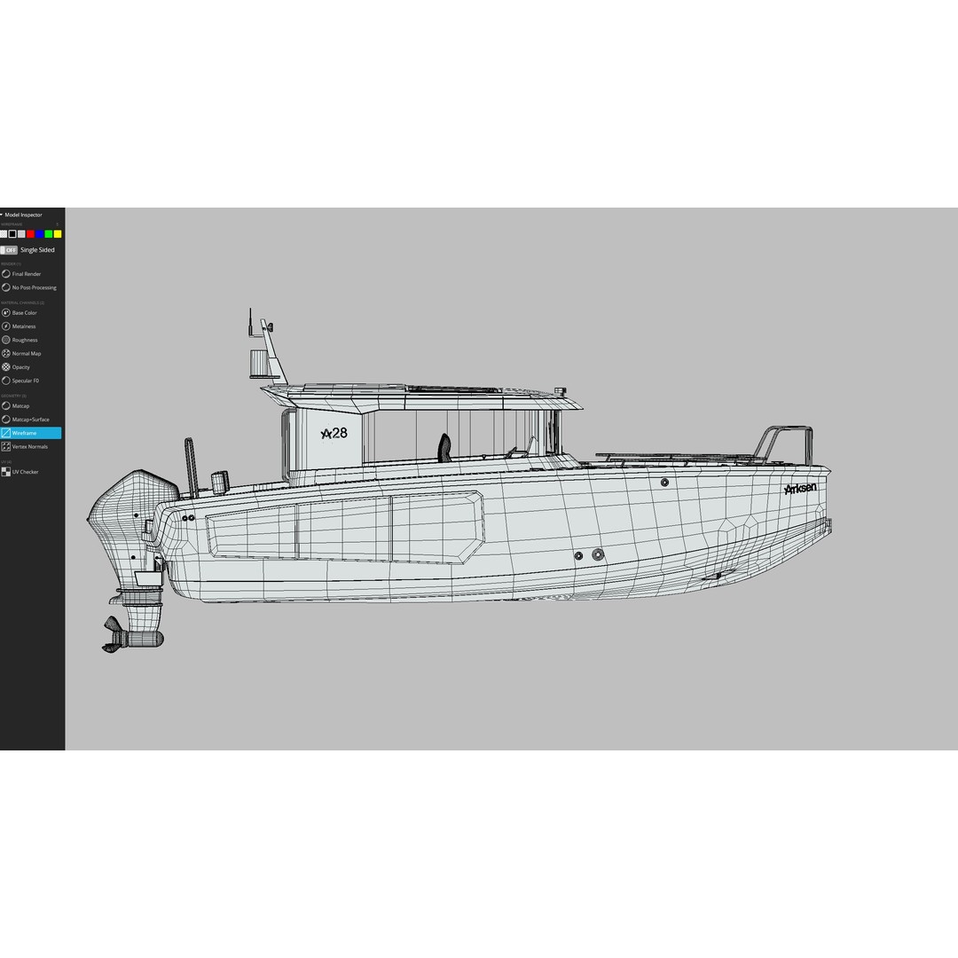 Arksen 28 Boat 3D Model – Low Poly Game Ready Vessel, FBX - View 7