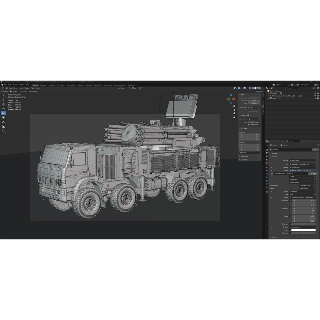Pantsir S1 Missile System 3D Model – Low Poly Military Vehicle, FBX