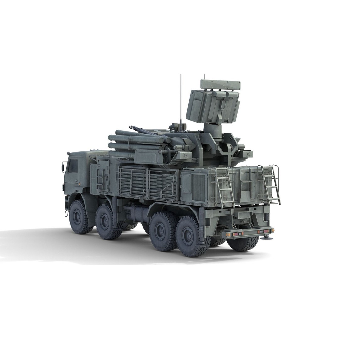 Pantsir S1 Missile System 3D Model – Low Poly Military Vehicle, FBX - View 3
