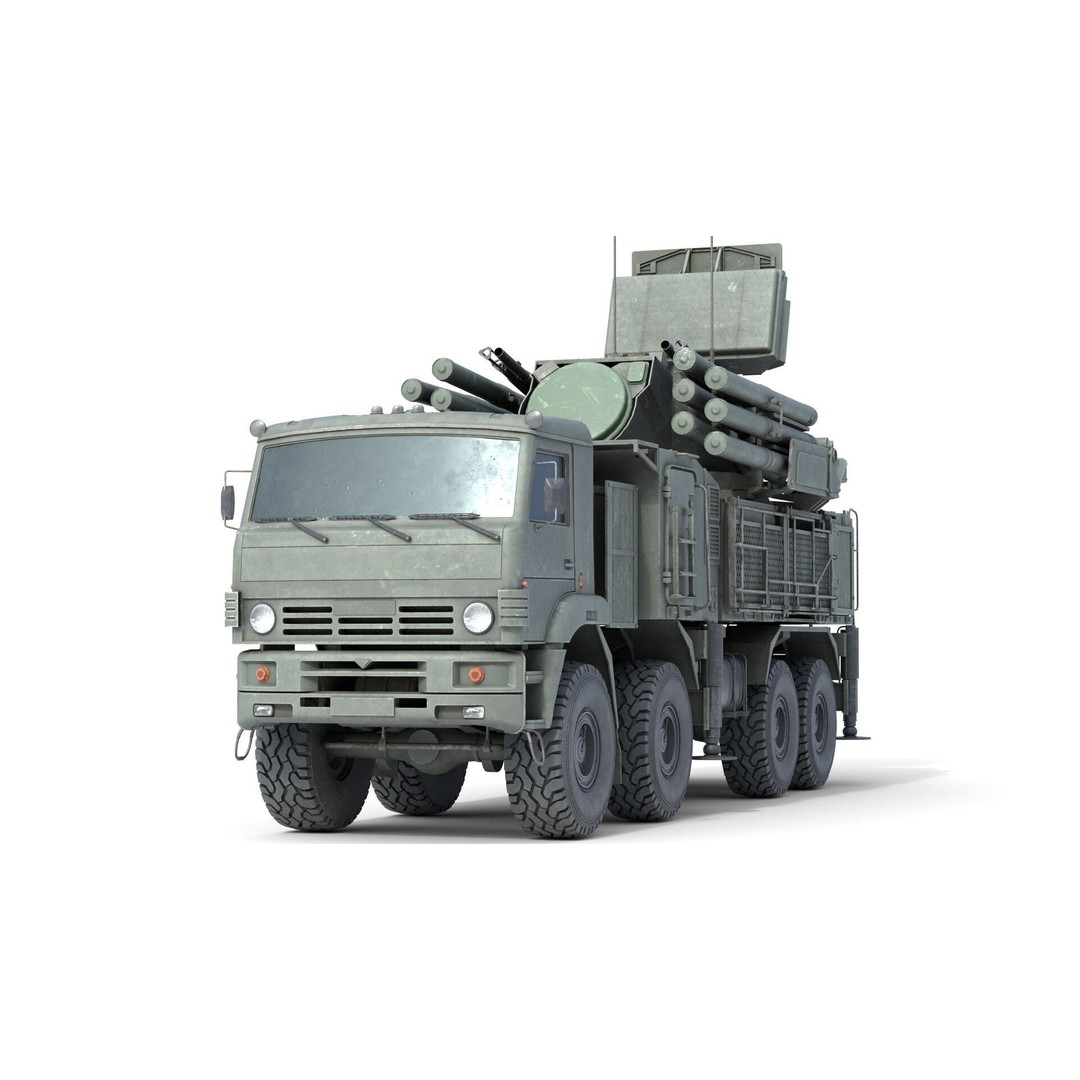 Pantsir S1 Missile System 3D Model – Low Poly Military Vehicle, FBX - View 4