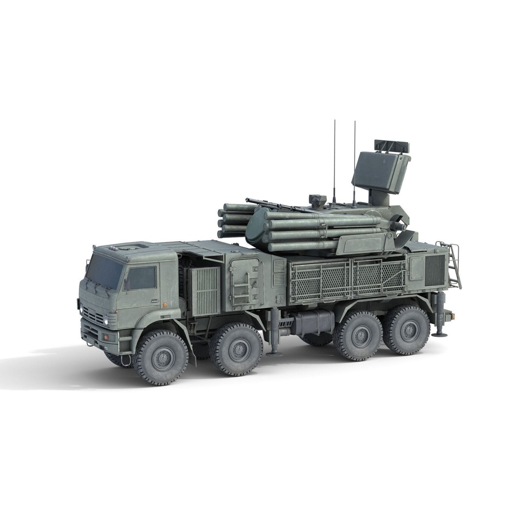 Pantsir S1 Missile System 3D Model – Low Poly Military Vehicle, FBX - View 9