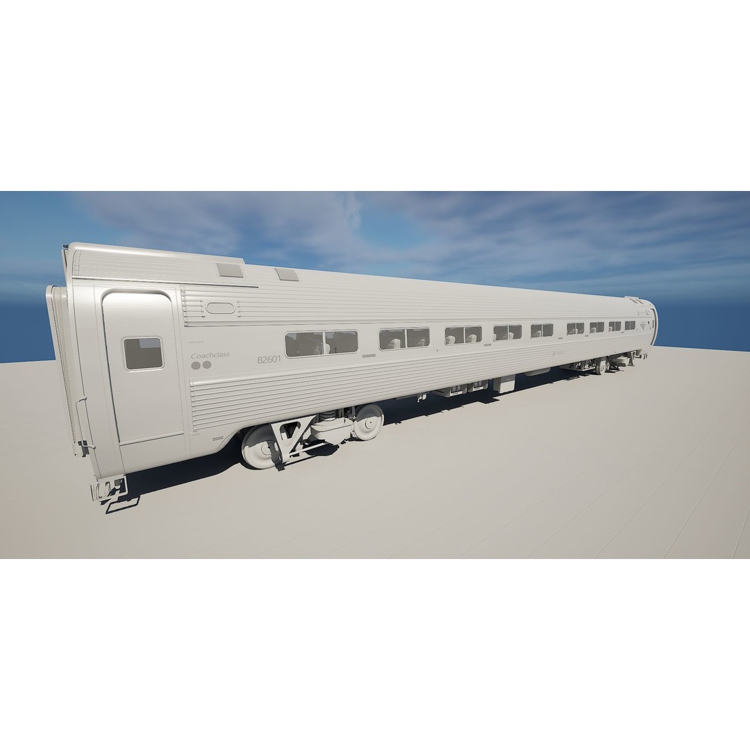 Amfleet 1 Coach Class 3D Model – Low Poly PBR Train Car, FBX