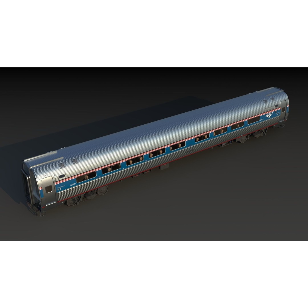 Amfleet 1 Coach Class 3D Model – Low Poly PBR Train Car, FBX - View 11