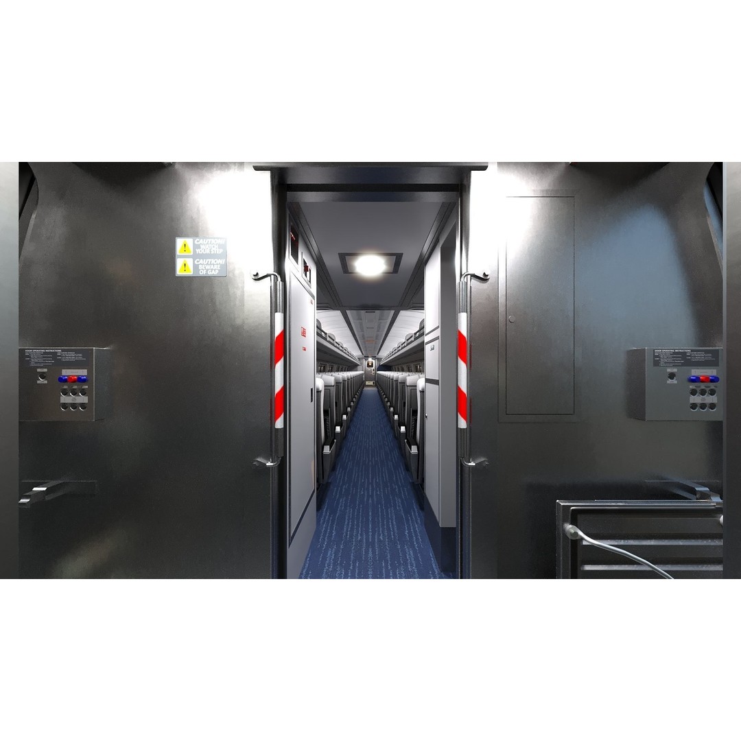 Amfleet 1 Coach Class 3D Model – Low Poly PBR Train Car, FBX - View 18