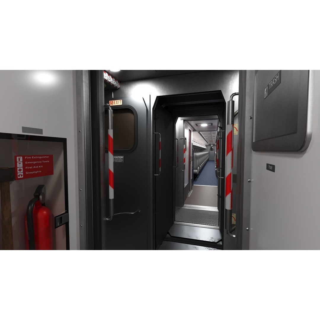 Amfleet 1 Coach Class 3D Model – Low Poly PBR Train Car, FBX - View 19