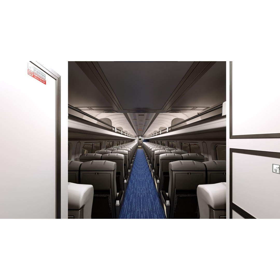 Amfleet 1 Coach Class 3D Model – Low Poly PBR Train Car, FBX - View 20