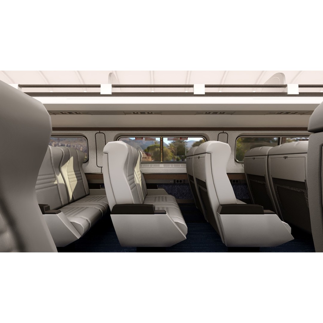 Amfleet 1 Coach Class 3D Model – Low Poly PBR Train Car, FBX - View 21