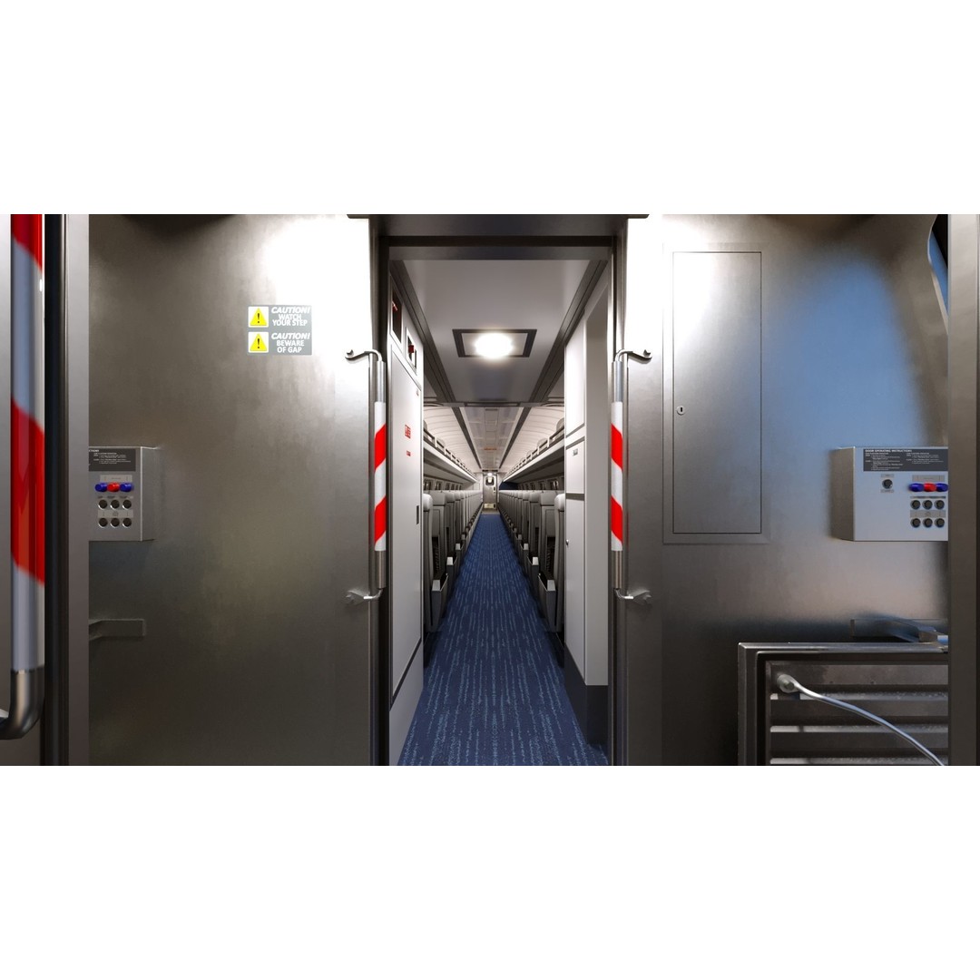 Amfleet 1 Coach Class 3D Model – Low Poly PBR Train Car, FBX - View 23