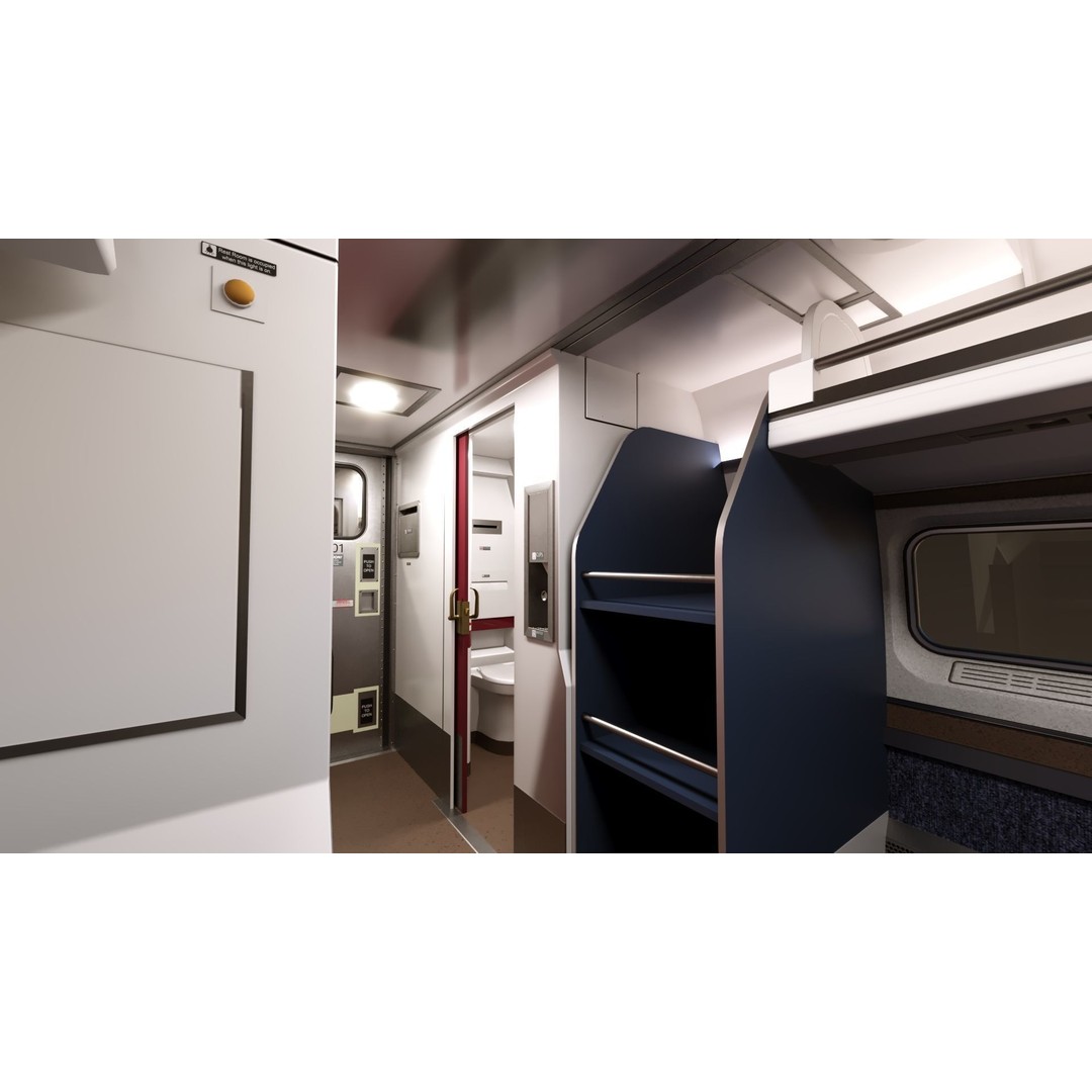 Amfleet 1 Coach Class 3D Model – Low Poly PBR Train Car, FBX - View 24