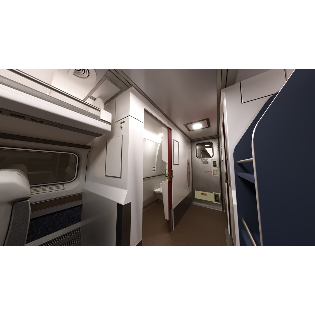 Amfleet 1 Coach Class 3D Model – Low Poly PBR Train Car, FBX - View 27