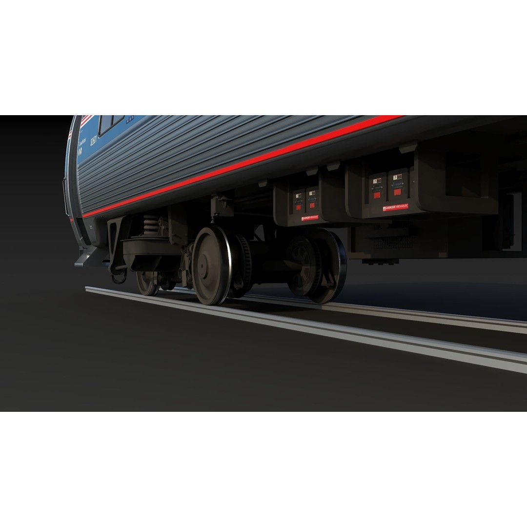 Amfleet 1 Coach Class 3D Model – Low Poly PBR Train Car, FBX - View 32
