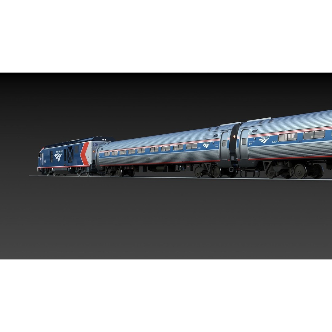 Amfleet 1 Coach Class 3D Model – Low Poly PBR Train Car, FBX - View 35