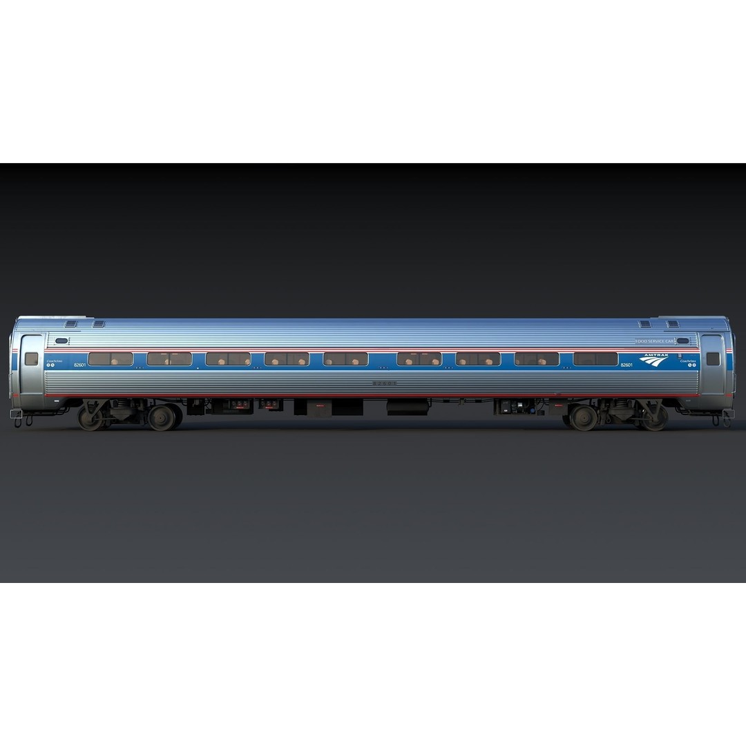Amfleet 1 Coach Class 3D Model – Low Poly PBR Train Car, FBX - View 4
