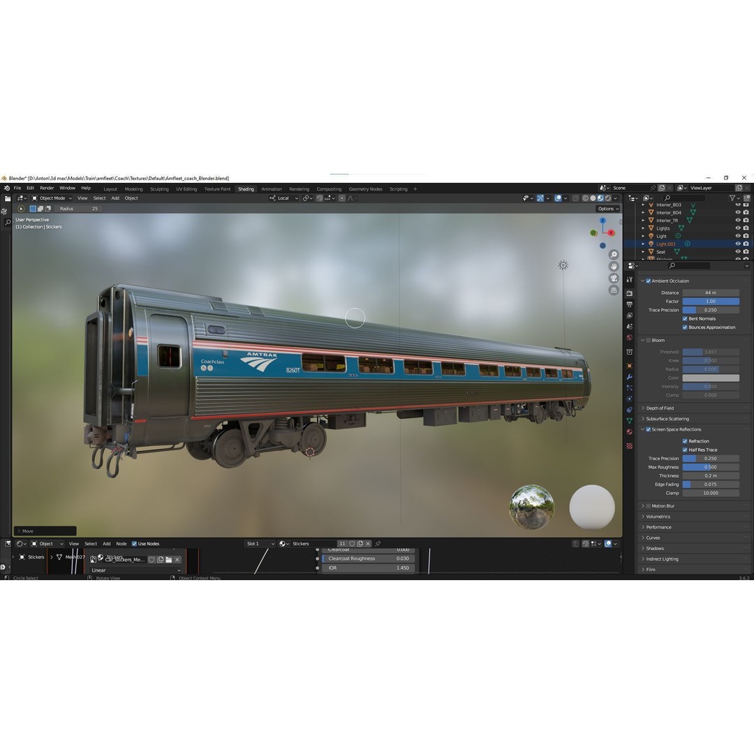 Amfleet 1 Coach Class 3D Model – Low Poly PBR Train Car, FBX - View 46