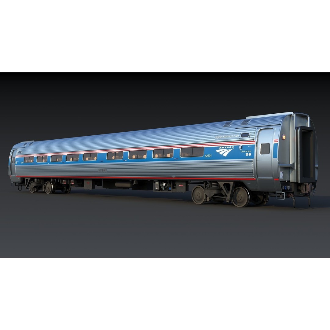 Amfleet 1 Coach Class 3D Model – Low Poly PBR Train Car, FBX - View 5