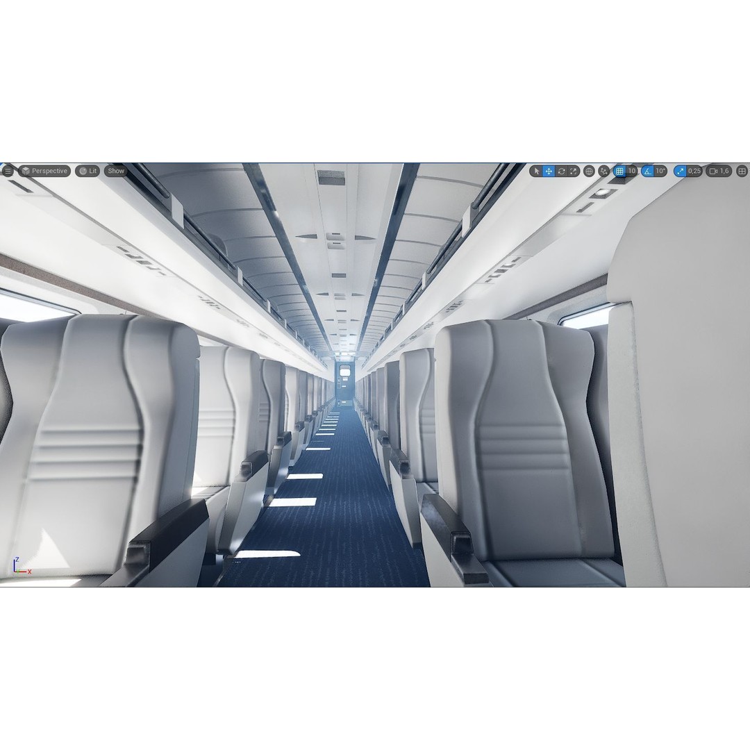 Amfleet 1 Coach Class 3D Model – Low Poly PBR Train Car, FBX - View 54